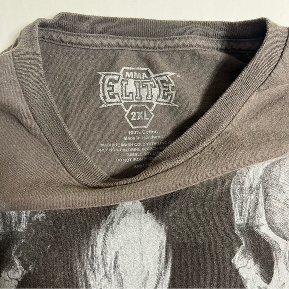 MMA Elite Shirt Mens 2XL Brown Eagle Skull Feather Graphic Tee Fighting Adult - Picture 3 of 5